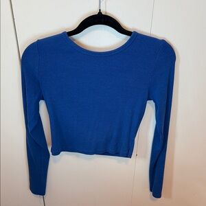 Garage Royal Blue Ribbed Long-Sleeve Crop Top